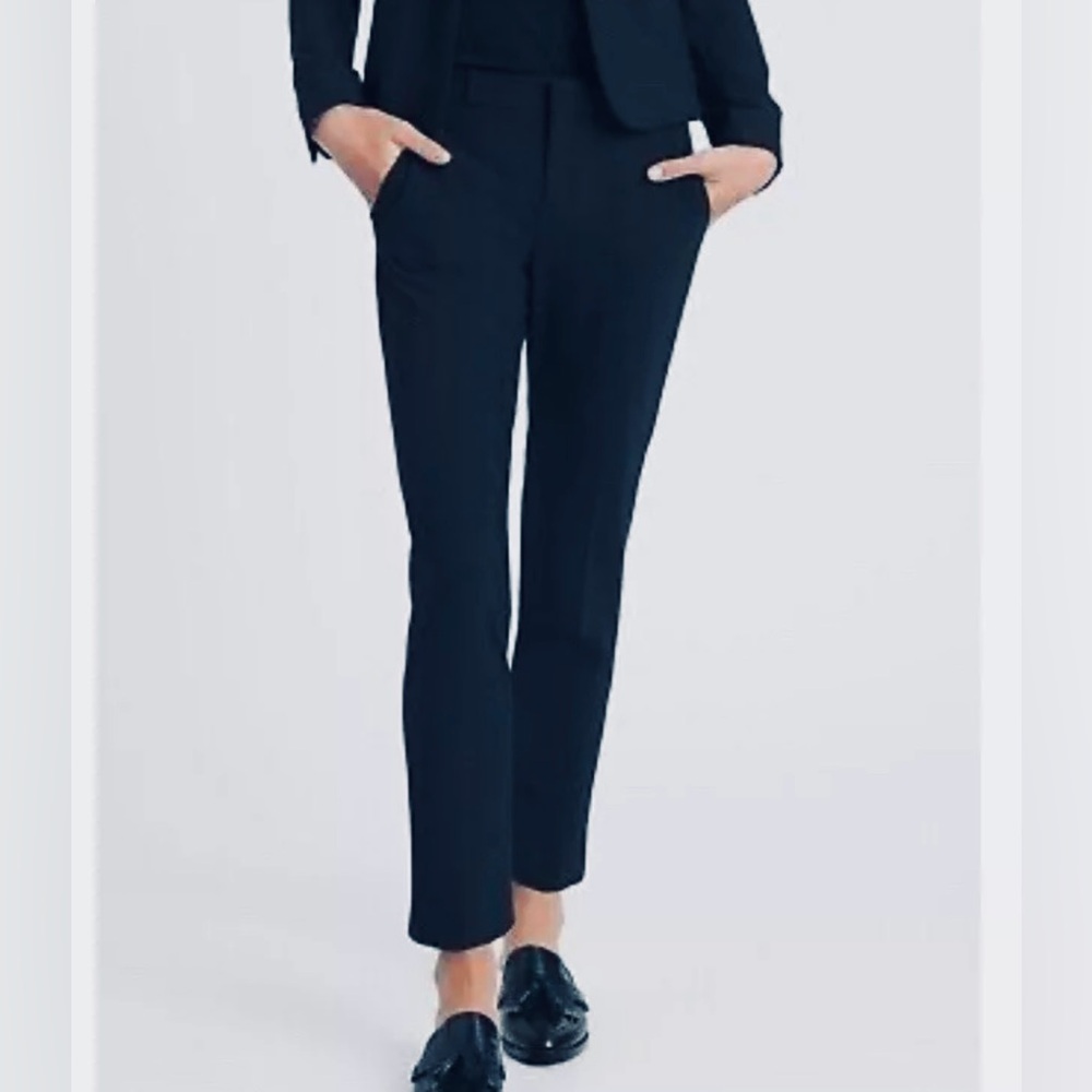 NWT Banana Republic Sz 00p Harper Straight  Wool Crop Ankle Pant Navy Mid rise